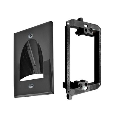 1 Pack Wall Plate Cable Pass Through with Bracket - In Wall Cable Management Kit - Recessed Cable Wall Plate Pair with Single Gang Low Voltage Mounting Bracket - Decorator Cover for Low Voltage Cables