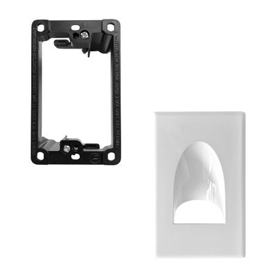 1 Pack Wall Plate Cable Pass Through with Bracket - Screwless In Wall Cable Management Kit - Snap ON Wall Plate with Single Gang Low Voltage Mounting Bracket - Decorator Cover for Low Voltage Cables