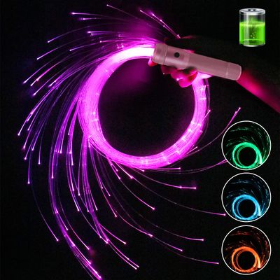 AMKI 6ft Rechargeable LED Fiber Optic Whip, 360 Swivel 36 Mode Effects Super Bright Light Up Dance Rave Toy Great for Raves Parties, Light Shows, EDM Pixel Whip Flow Lace Dance Festival