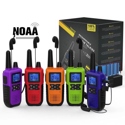 Topsung Walkie Talkies for Adults Long Range Rechargeable with Earpiece NOAA Weather Alert, Multi-purpose 2 Way Radio 5 Pack for Team Work Senior Care Kid Adventure Family Camping Hiking Skiing Cruise
