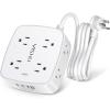 6 Ft Surge Protector Power Strip - 8 Widely Outlets with 4 USB Ports, 3 Side Outlet Extender with 6 Feet Extension Cord, Flat Plug, Wall Mount, Desk USB Charging Station, ETL,White view 1