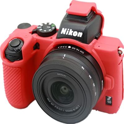 BolinUS Z50 Case, Fullbody Ultra-thin Lightweight Rubber Soft Silicone Housing Case Bag Cover for Nikon Z50 (Red)