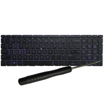 English Keyboard Compatible for HP Pavilion 15-cx0075TX 15-cx0058wm 15-CX0040NR 15-cx0020nr US Layout Backlit (Purple)