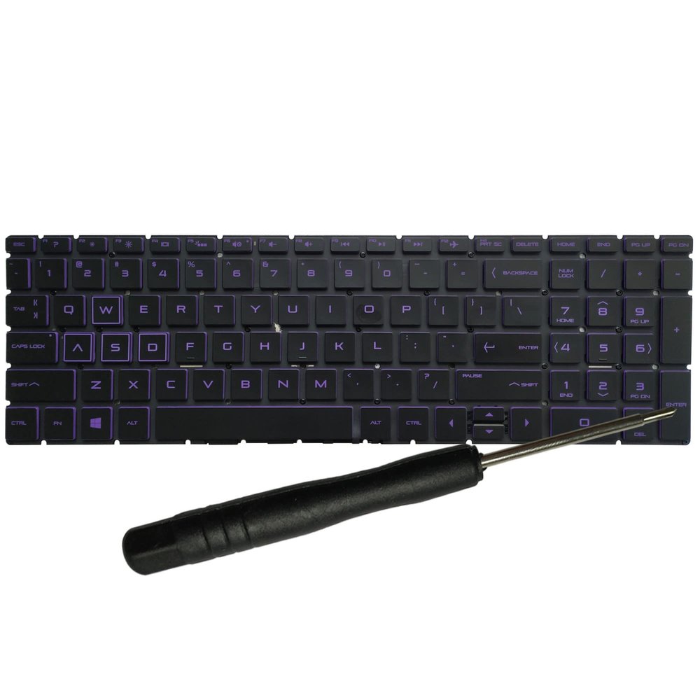 English Keyboard Compatible for HP Pavilion 15-cx0075TX 15-cx0058wm 15-CX0040NR 15-cx0020nr US Layout Backlit (Purple)