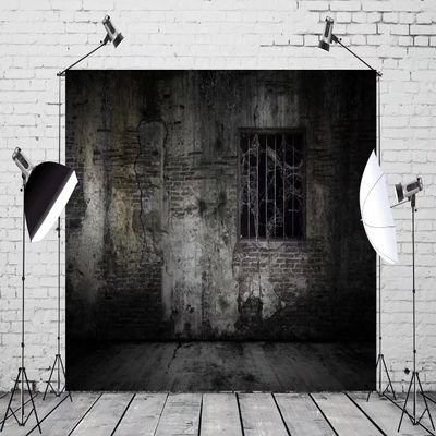 BELECO 5x3ft Scary Jail Backdrop Halloween Prison Photography Backdrop Cracked Wall and Window with Spider Webs Background Murder Crime Party Gangster Mafia Party Decor Jail Themed Party Photo Props