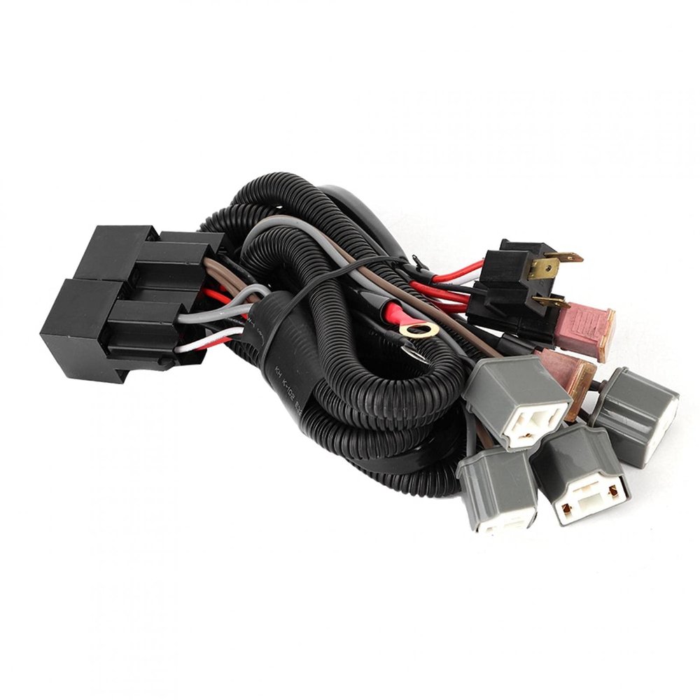 Wiring Harnesses Car LED Wiring Boost Harness for H4 Adapters Four Lights PE Wave Tube Independent Design Double Protective