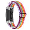 TryBest Soft Replacement Wristbandd Compatible with Fitbit Charge 3/Charge 4, Women Men Nylon Sport Wristband Adjustable 5.3-8.3 inch Soft Elastic Knit Strap - Rainbow view 1