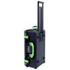 Black Pelican 1535 case, with lime green handles & latches. Comes with grey padded dividers. view 2
