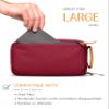 Tech Bag Organizer - Small Electronics Organizer Pouch for Travel - Premium Travel Case with Leather Accents - Mesh Pocket for Cables, Cords and Chargers (Red) view 4