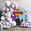 Renaiss 5x5ft Superhero Round Backdrop Cover for Photoshoot Kids Girls Boys Portrait Skyscrapers Purple Blue City Night Circle Photography Background Happy Birthday Party Decor Photo Booth Props view 3