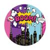 Renaiss 5x5ft Superhero Round Backdrop Cover for Photoshoot Kids Girls Boys Portrait Skyscrapers Purple Blue City Night Circle Photography Background Happy Birthday Party Decor Photo Booth Props view 4