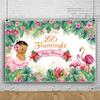 10x8FT Summer Tropical Jungle Flamingo Backdrop Girl Baby Shower Party Photography Background Pink Floral Flamingo Forest Green Leaves Decoration for Baby Shower Dessert Table Decor Photobooth Props view 2