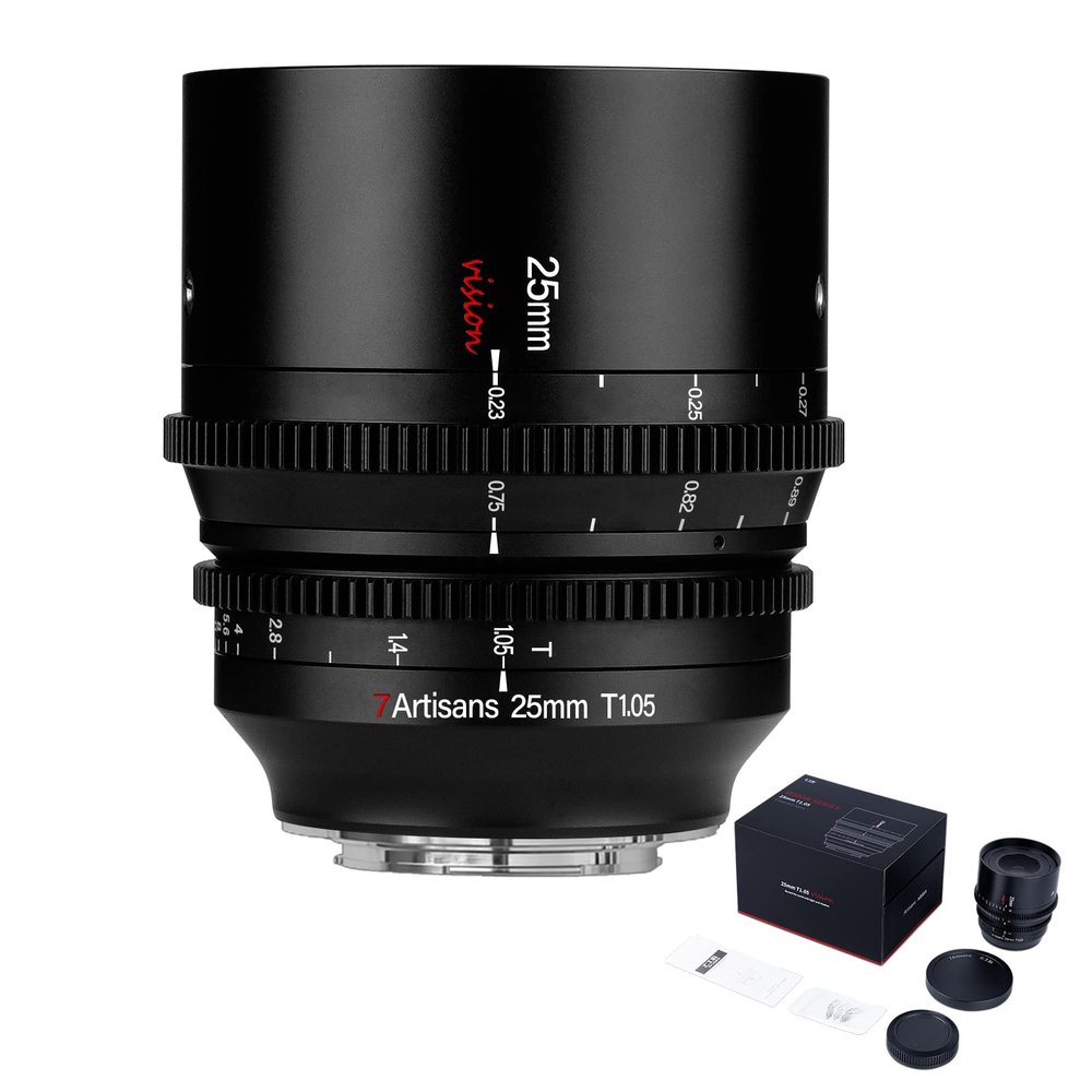 7artisans 25mm T1.05 Manual Focus Large Aperture Cine Lens Compatible with Canon RF Mount for RED