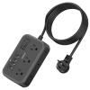 Flat Plug Extension Cord 10 Ft, NTONPOWER 6 Widely Spaced Outlet(2 Side) Power Strip with 4 USB Ports, Overload Protection, Wall Mount Charging Station for Home Office, Nightstand and dorm room, Black view 1