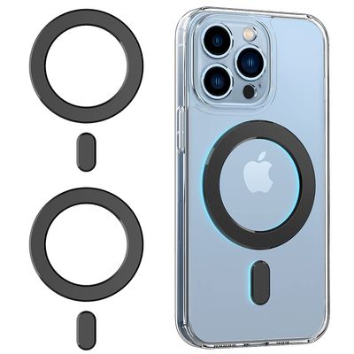 OUTXE Magnetic Adapter Ring 2-Pack, Universal Magnet Sticker Compatible with Magsafe Accessories & Wireless Charging for iPhone/Android/Galaxy/Pixel Black