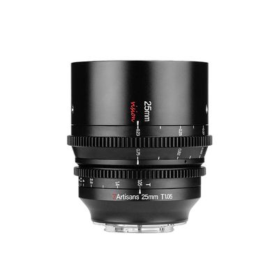 7artisans 25mm T1.05 Large Aperture Cine Lens Wide-Angle Manual Focus Low Distortion Mini Cinema Lens Compatible for Sony E Mount Mirrorless Camera, Black