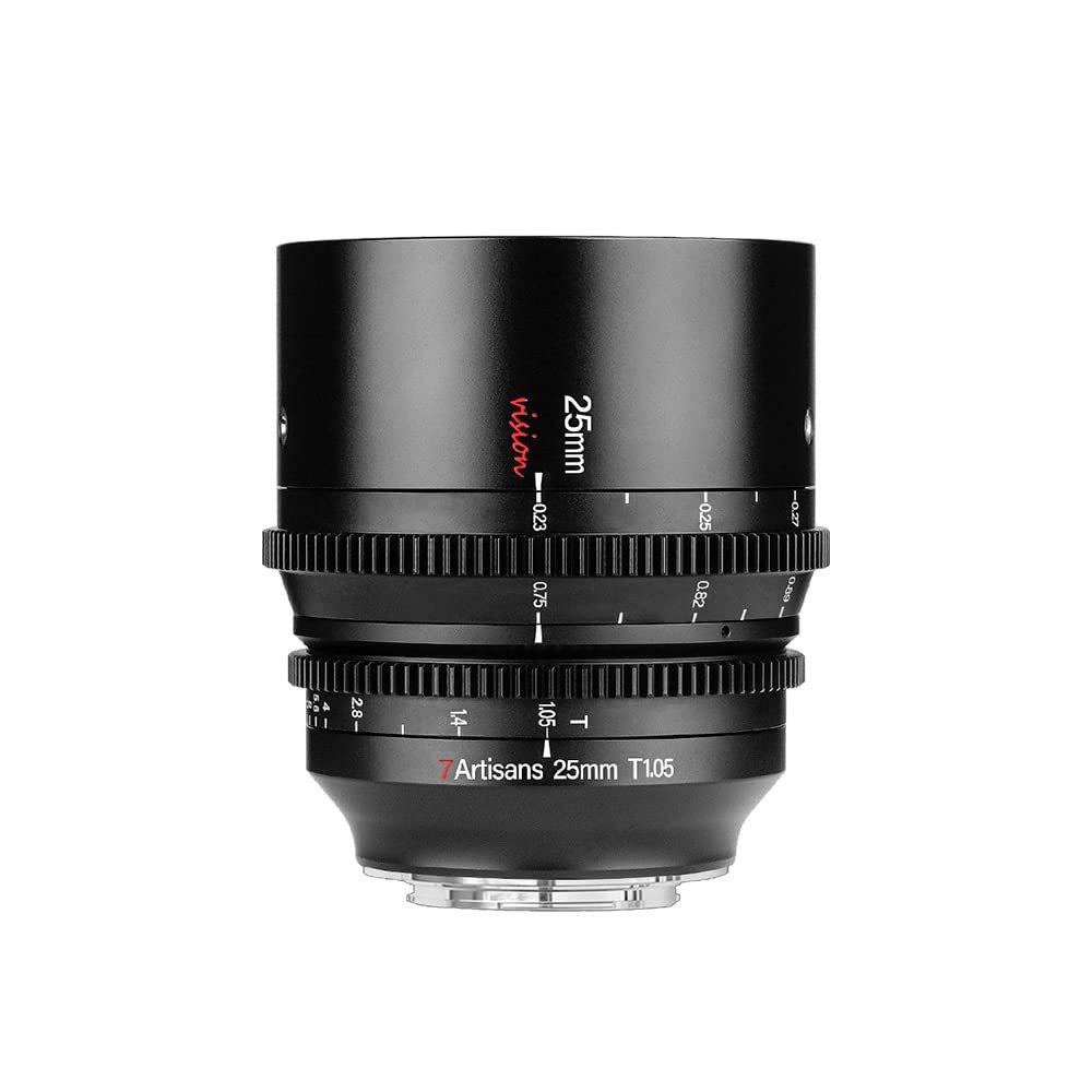 7artisans 25mm/35mm/50mm T1.05 Large Aperture Cine APS-C Lens Wide-Angle Manual Focus Low Distortion Mini Cinema Lens (25mm T1.05, M4/3)