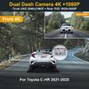 Fitcamx Front 4K and Rear 1080P Dash Cam Suitable for Toyota C-HR 2021 2022 2023 LE Limited XLE (Model B), OEM Factory Look, Dual HD Video WiFi, Loop Recording, G-Sensor, Easy to Operate, 128GB Card view 3
