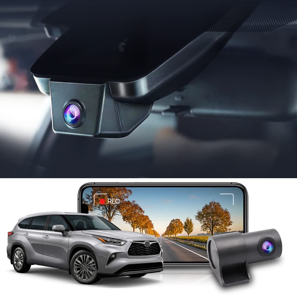 Fitcamx Front 4K+Rear 1080P Dash Cam Adapts for Toyota Highlander 2020-2026 & Hybrid (Gen4/UX70), Integrated OEM Look, Dual HD Video, WiFi & APP, Loop Recording, G-Sensor, Easy to Use, 128GB Card