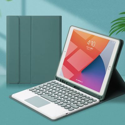 SENLAN Galaxy Tab A7 10.4 inch 2020 SM-T500/T505/T507 Touch Keyboard Cover Color Round Key Detachable Bluetooth Wireless Keyboard with touchpad (Galaxy Tab A7, Dark Green)