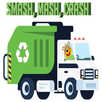Multicolored Vinyl Art Garbage Truck Dcor Animal Driver Cartoon Drawing Design Kids Bedroom Wall Decal Sticker - 19" x 30" Home Art Adhesive City Trash Truck Adhesive Wall Decoration