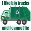 I Like Big Trucks and I Cannot Lie - Kids Bedroom Rear Load Trash Truck Alligator Driver Dcor City Garbage Truck Design Vinyl Wall Decal - 18" x 20" Home Art Crocodile Safari Animal Wall Sticker view 1