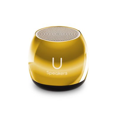 Fashionit U Micro - Small Bluetooth Speaker | Coin-Sized Speakers Bluetooth Wireless with Built-in Mic & Remote Shutter | Portable Rich Sound for Travel, Shower, Beach | Mirror Gold