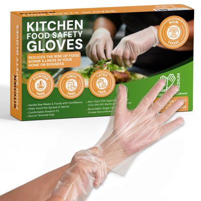 Protospheric Disposable Gloves for Food Prep - Super Poly Kitchen Grade Food Safe Gloves - Perfect for Cooking and Serving