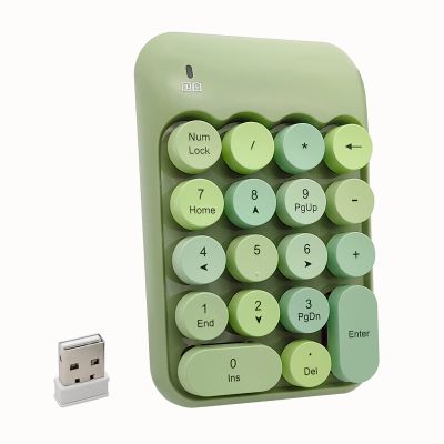 Seaciyan Wireless Number Pad, Ergonomic Cute Colorful Retro Mini Portable Numeric Keypad, 2.4G Cordless External Keyboard for Computer, Laptop (Green)