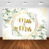 Avezano Miss to Mrs Backdrop for Batcholette Party Bride to Be Green and Gold Eucalyptus Leaves White Rose Flower Engagement Bridal Shower Party Decorations Background Photoshoot (8x6ft) view 1