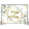 Avezano Miss to Mrs Backdrop for Batcholette Party Bride to Be Green and Gold Eucalyptus Leaves White Rose Flower Engagement Bridal Shower Party Decorations Background Photoshoot (8x6ft) view 3