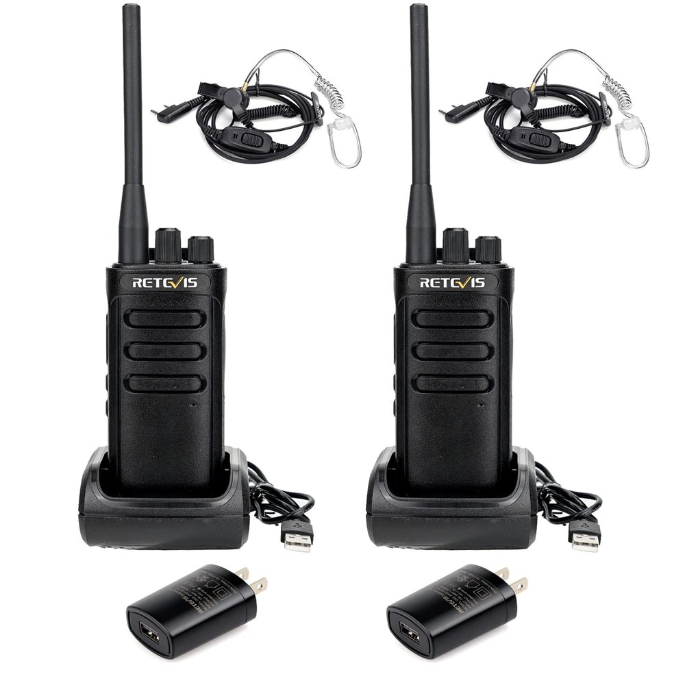 Retevis RB85 Two Way Radios Long Range,AI Noise Cancelling 2 Way Radio,16CH 2000mAh Rechargeable Two Way Radios with Earpiece(2 Pack) Bundle with Two Adapters