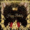 8x6FT Gold and Red Rose Floral Happy Birthday Backdrop Golden Glitter White Pearl Banner Extra Large Golden Sign Poster for Men Women Birthday Anniversary Party Photo Booth Background Banner view 1