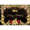 8x6FT Gold and Red Rose Floral Happy Birthday Backdrop Golden Glitter White Pearl Banner Extra Large Golden Sign Poster for Men Women Birthday Anniversary Party Photo Booth Background Banner view 4
