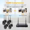 ESCAM WNK614 Wireless WiFi Security System NVR kit, 8CH NVR+4pcs Indoor wireless 3MP Camera, dual light source 2-way audio, motion detection, alarm push, Surveillance Camera system Night Vision Remote view 3