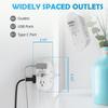 Ceptics Wall Power Strip Charger - Small & Compact - Surge Protector 1800J - Grounded Dual USB + 15W Power USB - 6 USA Outlets Input (15W) view 3
