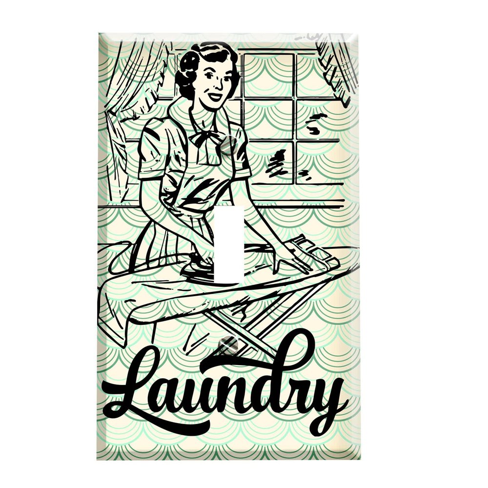 Mid Century Retro Ironing the Laundry Laundry Room Switch Plate Cover