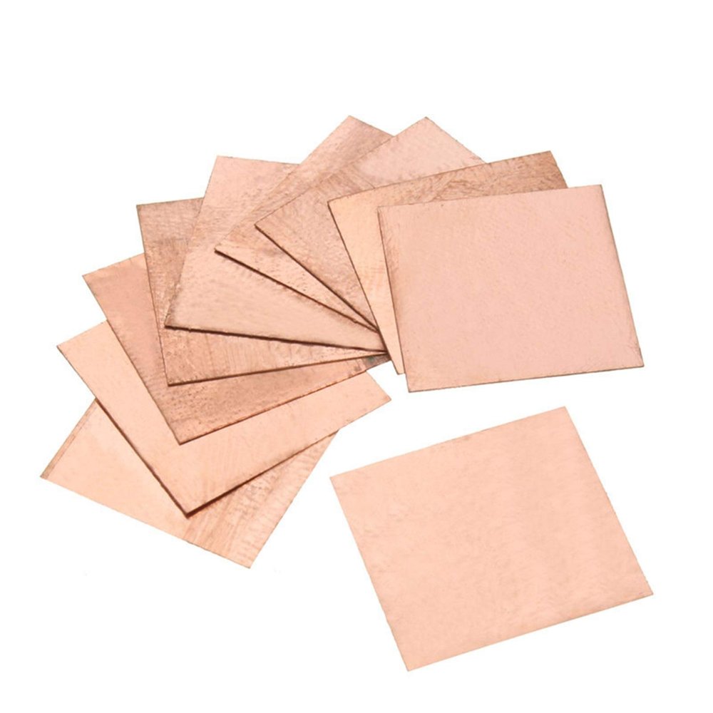 Zinoe Qinlu-Pure Copper Sheet 10Pcs 0.1mm/0.3mm/0.5mm/0.8mm/ Laptop Copper Sheet Plate Strip Shim Thermal Pad Heatsink Sheet, Pure Copper (Color : 0.8mm)