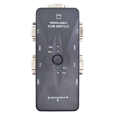 CZKE 4 Port USB 2.0 VGA KVM Switch Switcher Manually 1920 * 1440 for Keyboard Mouse Monitor Adapter 4 Computers Use 1 Monitor