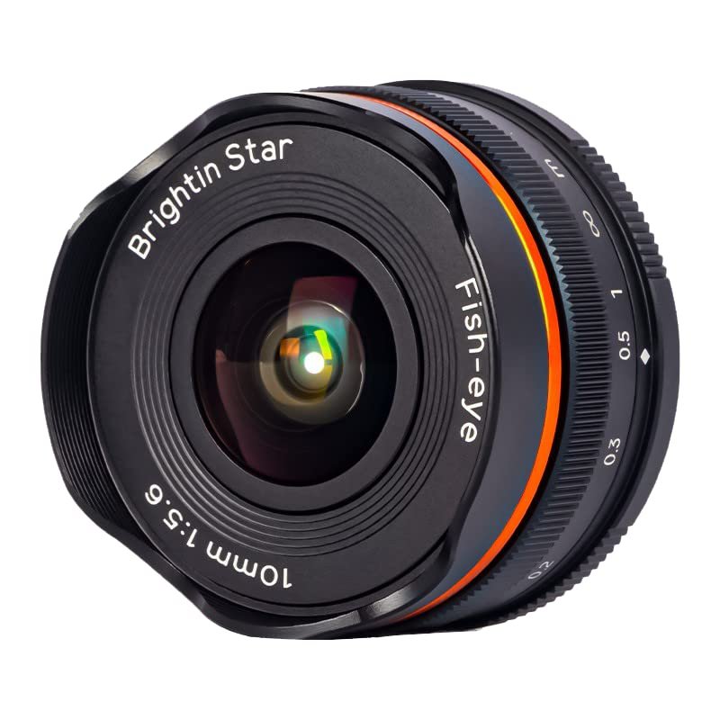 Brightin Star 10mm F5.6 Fisheye Lens for Olympus Lumix M43 Mount Mirrorless Cameras, Manual Focus Prime Ultra-Wide Angle APS-C Lens Fit for G7,GX85,GX9,G95,GH5,GH6,G100,G9(Black)