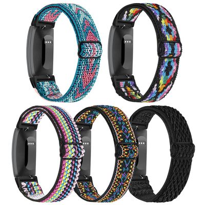 Adjustable Elastic Fitbit Inspire 2 Bands Compatible with Fitbit Inspire 2 / Inspire/Inspire HR, Stretch Soft Nylon Sport Breathable Wristband Replacement Women Men (5 Pack)