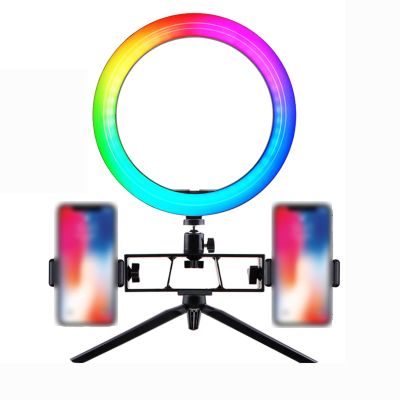 Lfzhjzc Upgrade 10.2" RGB Selfie Ring Light, 16 Colors, 9 Special Effects, Light Ring for Video RecordingLive Streaming (Color : Black, Size : B)