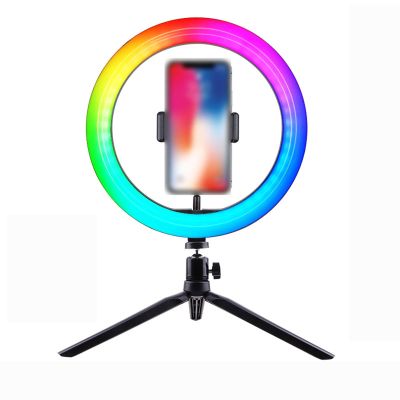 Lfzhjzc Upgrade 10.2" RGB Selfie Ring Light, 16 Colors, 9 Special Effects, Light Ring for Video RecordingLive Streaming (Color : Black, Size : A)