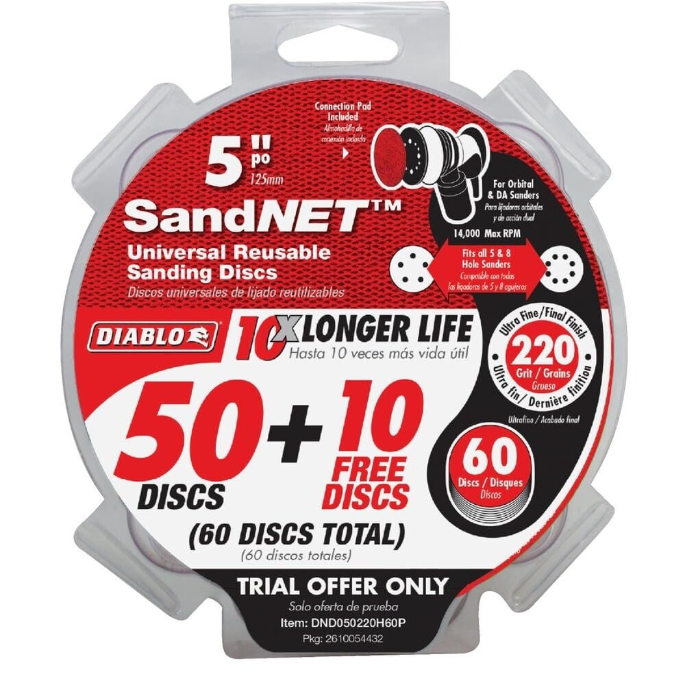 Diablo Sand Demon SandNET Reusable Sanding Discs - 5", 220 Grit, 50-Pack