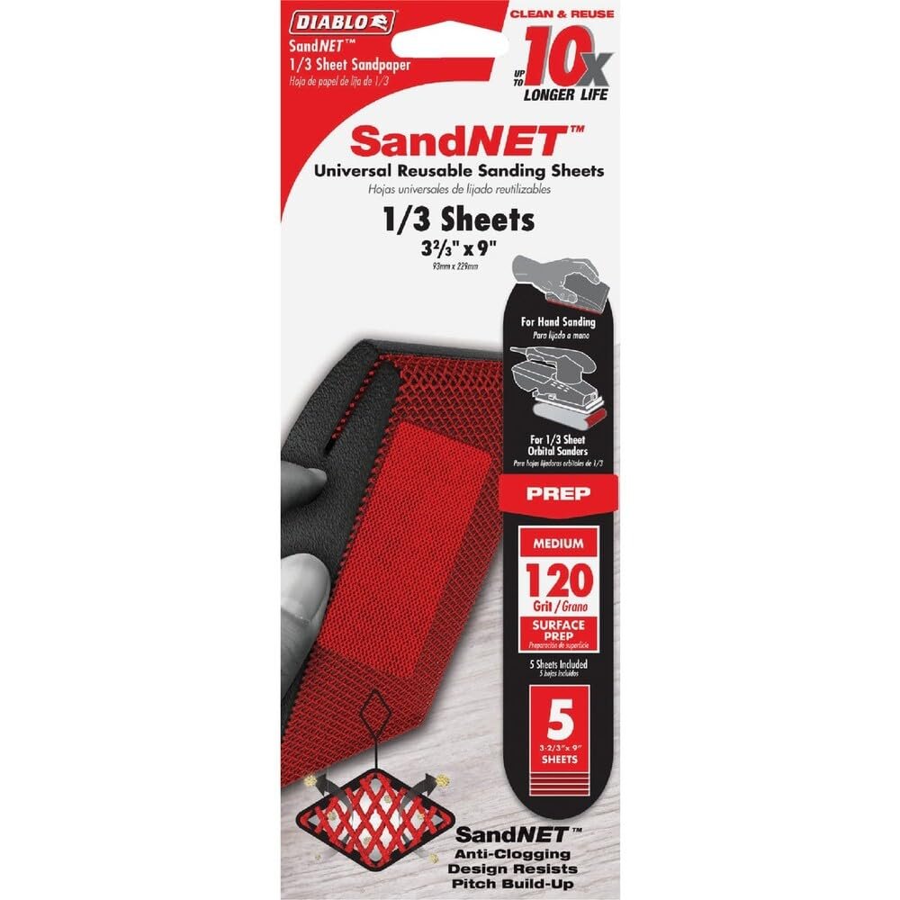 Diablo SandNET Universal Reusable Sanding Sheet - 120-Grit, 5-Pack