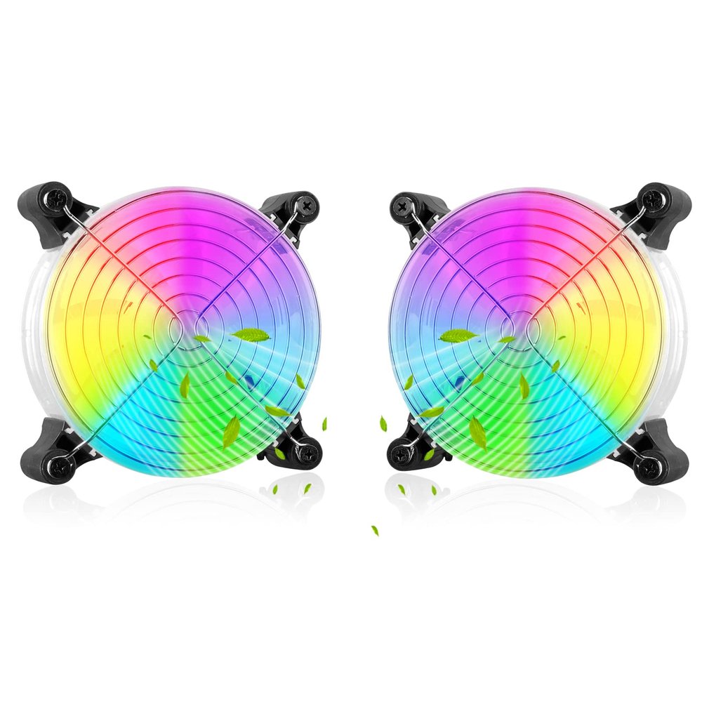 2-Pack Transparent USB RGB Desk Fan 120mm 5V CPU Cooling Fan with Colorful LED Lighting for PC Computer/Laptop/Home Office Quiet Operation