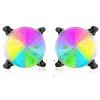 2-Pack Transparent USB RGB Desk Fan 120mm 5V CPU Cooling Fan with Colorful LED Lighting for PC Computer/Laptop/Home Office Quiet Operation view 1