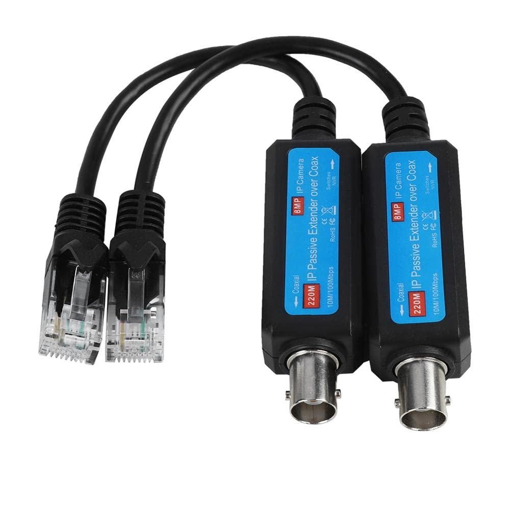 HKBTM IP Network Coaxial Transmitter Receiver Extender Safe Transmission Cables for IP NVR Camera?? 1 Pair 10/100Mbps IP to Coaxial (5 Pair)