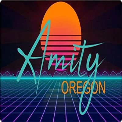 Amity Oregon 2 X 1.25-Inch Vinyl Decal Stiker Retro Neon Design