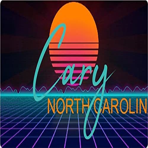 Cary North Carolina 2 X 1.25-Inch Vinyl Decal Stiker Retro Neon Design